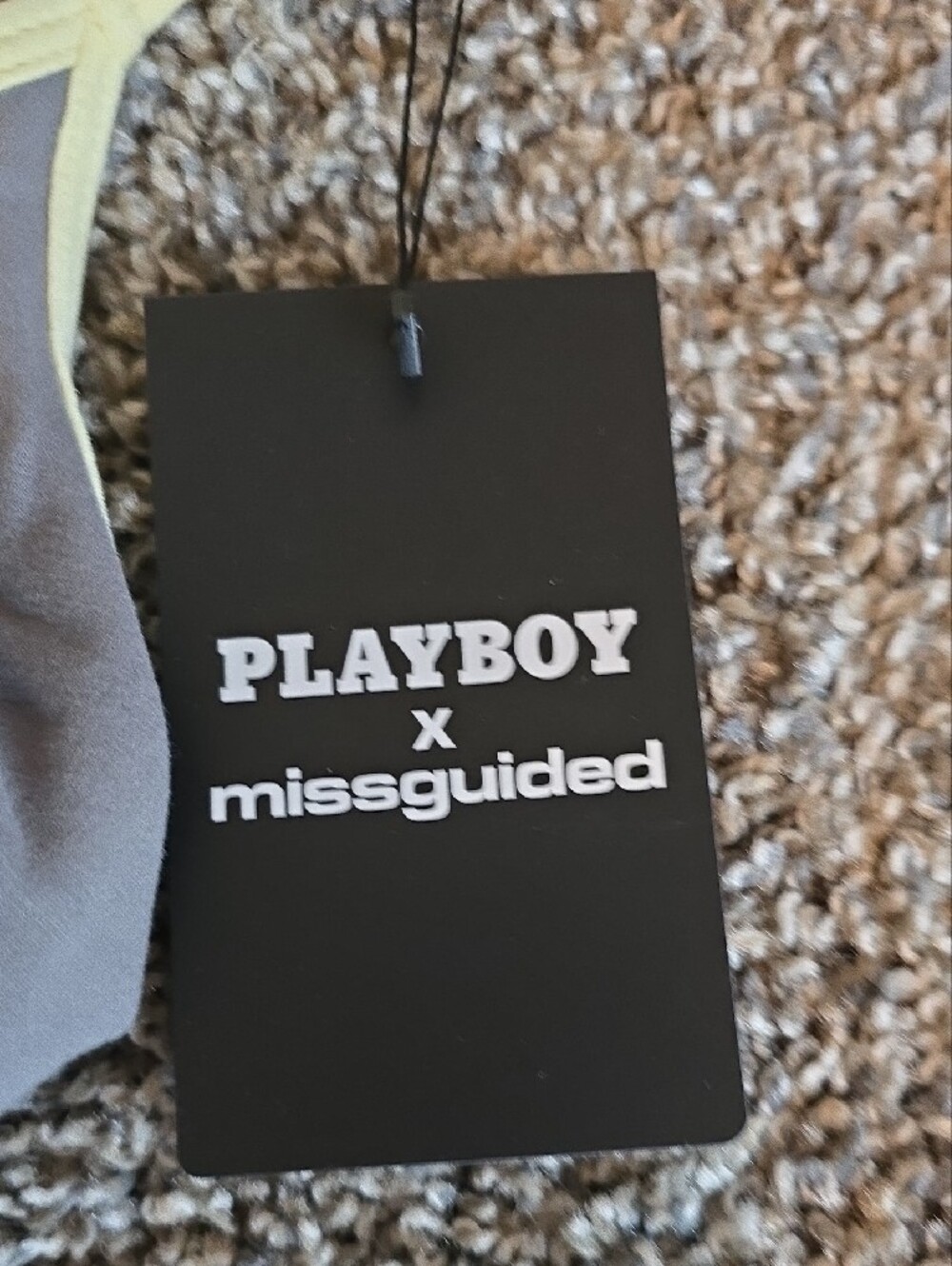 PLAYBOY Gray with Pale Yellow Trim Triangle Set - Picture 2 of 4